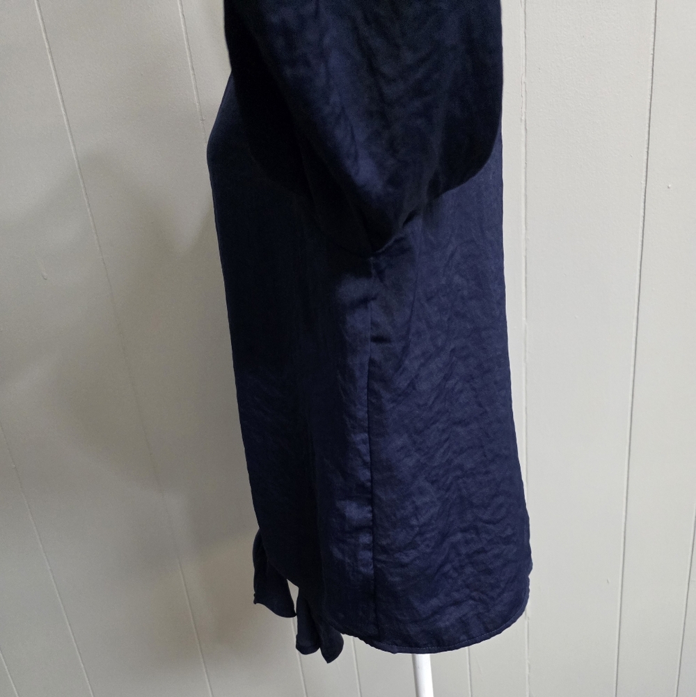 Vince Camuto Tie Front Blue Blouse Size L - Picture 6 of 10